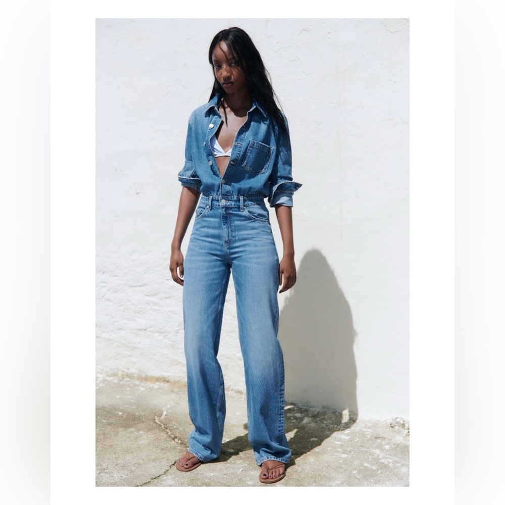 Zara Straight Denim Jumpsuit